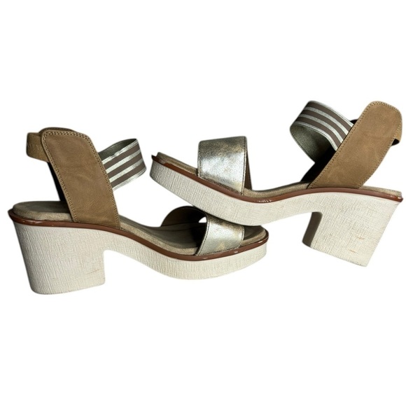 Pierre Dumas Women Open Toe Ankle Strap Platform Chunky Heeled Sandal Gold 10 - Picture 5 of 8